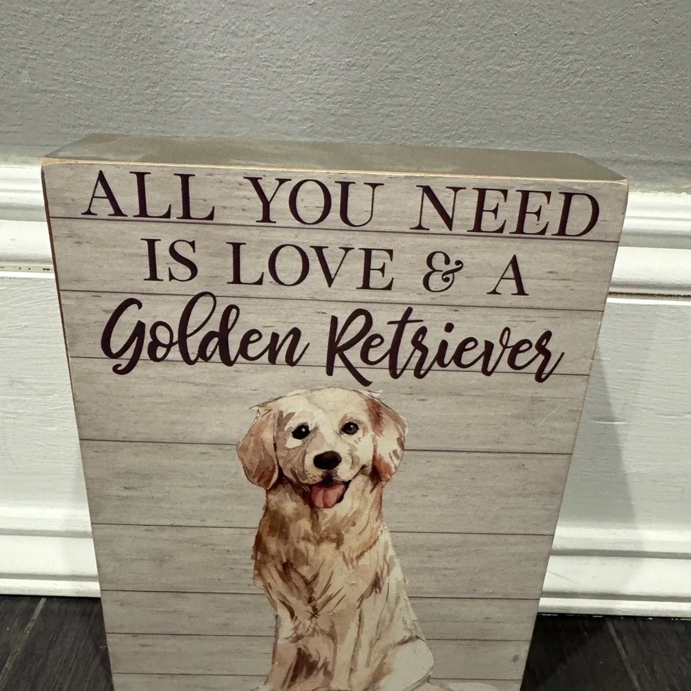 NWOT Golden Retriever 8 x 6 in All You Need Love & a Golden Retriever Wall Art